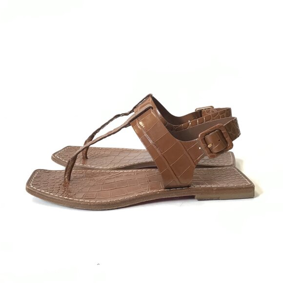 Christian Louboutin Cubongo Flat Thong Sandals Womens 38 8 Brown Leather Croc - Picture 7 of 11